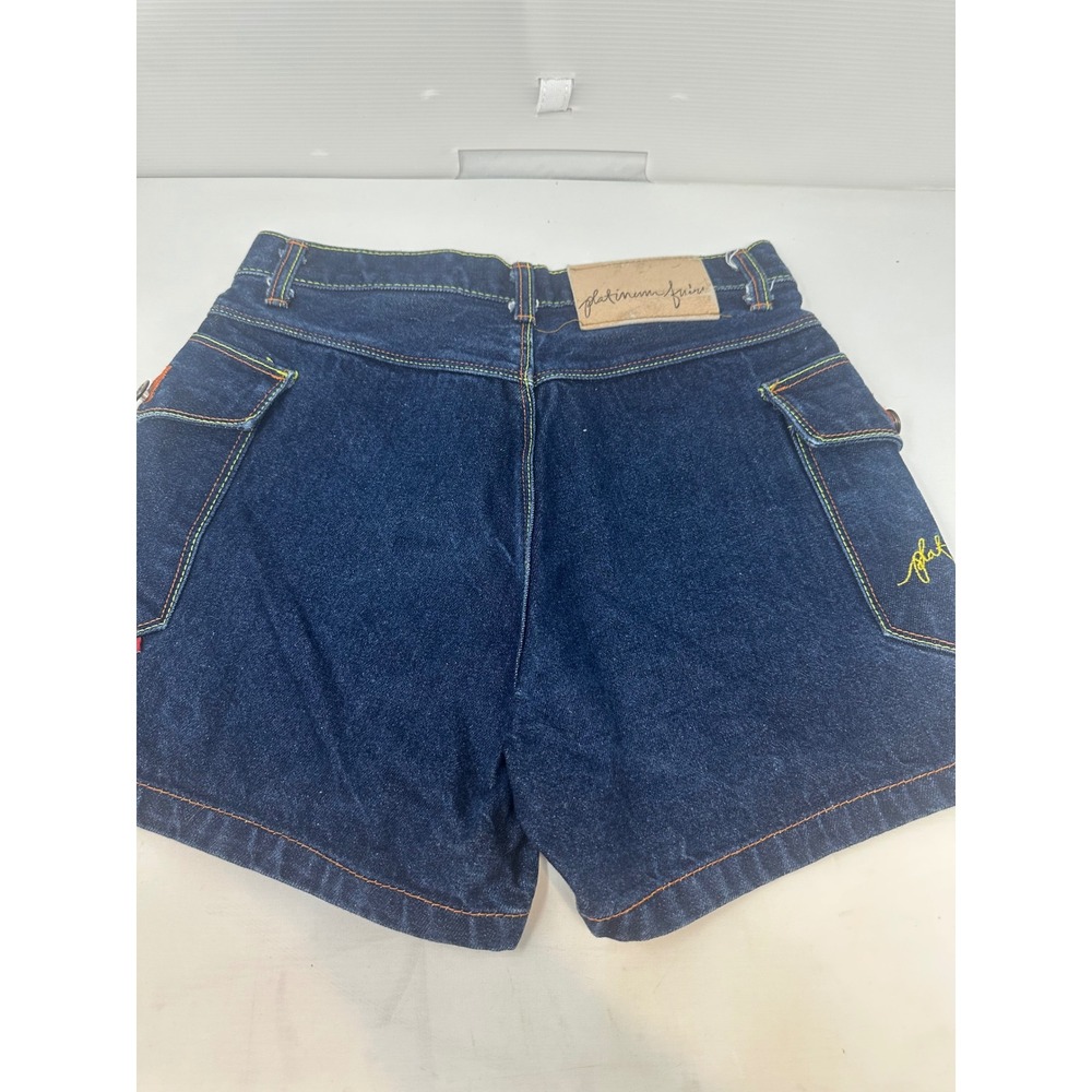 Vintage Platinum FUBU Women's Denim Shorts Size 28 Fat Albert Dumb Donald Y2K - Picture 3 of 11
